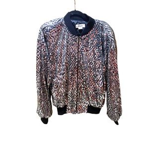 Vintage Silver Sequin Tiger Bomber